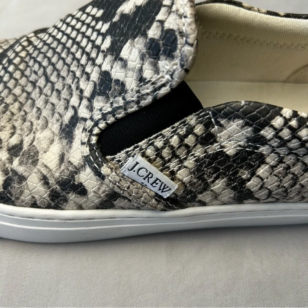J. CREW Roadtrip Snakeskin-Embossed Slip-On Sneakers